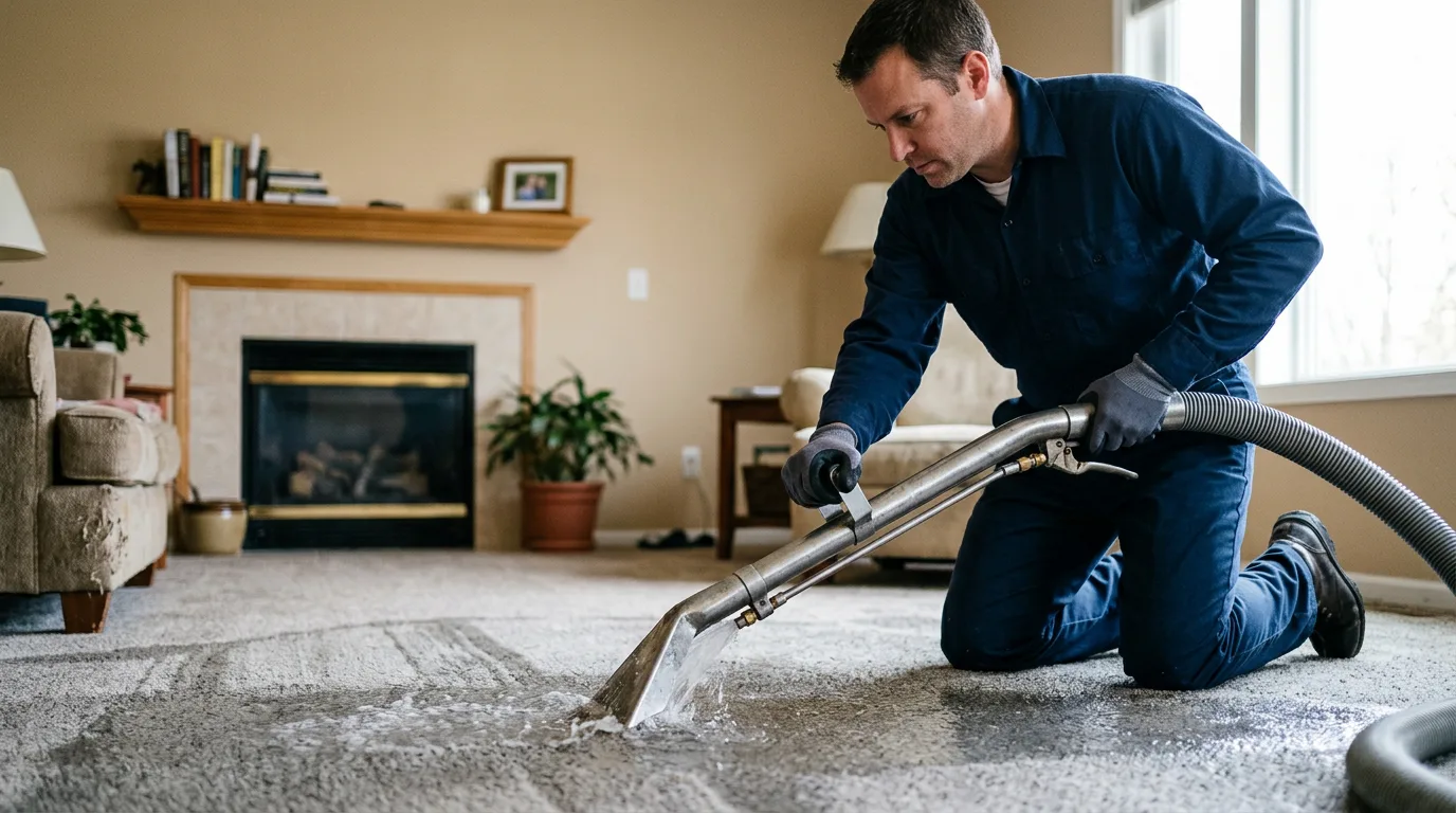 Water damage restoration technician working near Elk Creek, MO